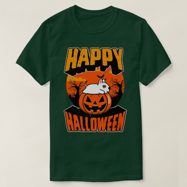Happy halloween Party Cute Napping Kawaii Bull Ter T Shirt (Design framsida)
