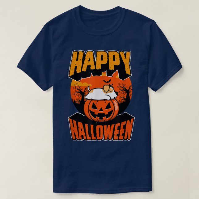 Happy halloween Party Cute Napping Kawaii Pitbull T Shirt (Design framsida)