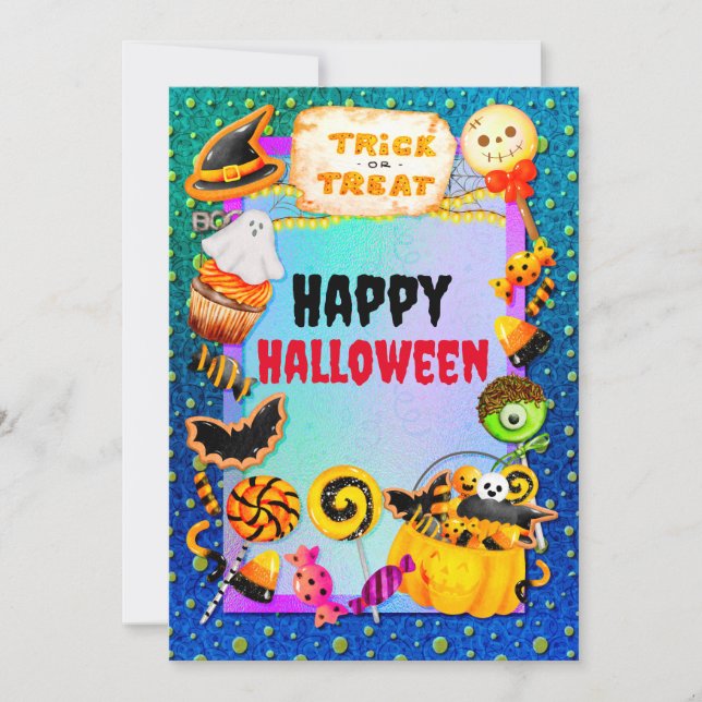 Happy halloween party fylld med trick eller treat (Framsida)