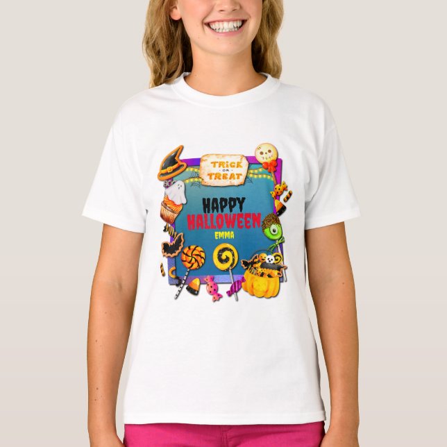 Happy halloween party fylld med trick eller treat t shirt (Framsida)