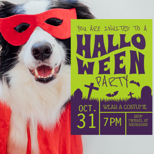 Happy halloween Party Lila Graveyard Inbjudningar