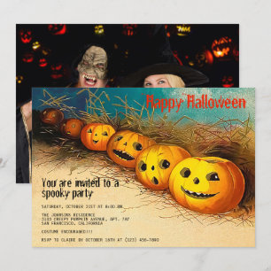 Happy halloween Party Spooktacular Funny Pumpkins Inbjudningar