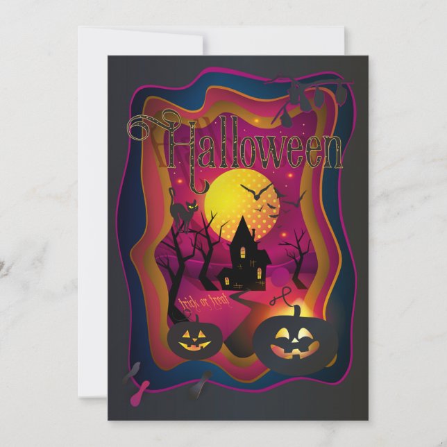 Happy halloween Party "Treat eller Trick" Kort (Framsida)