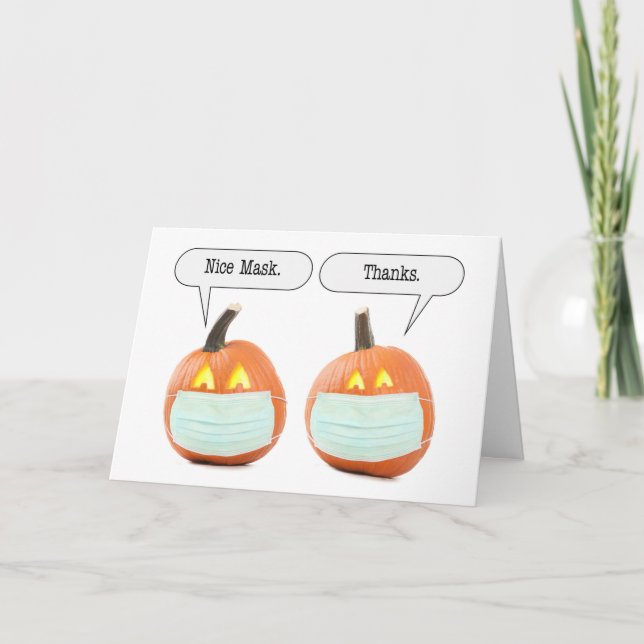 Happy halloween påsar i Coronavirus Ansikte-mask Helgkort (Framsida)
