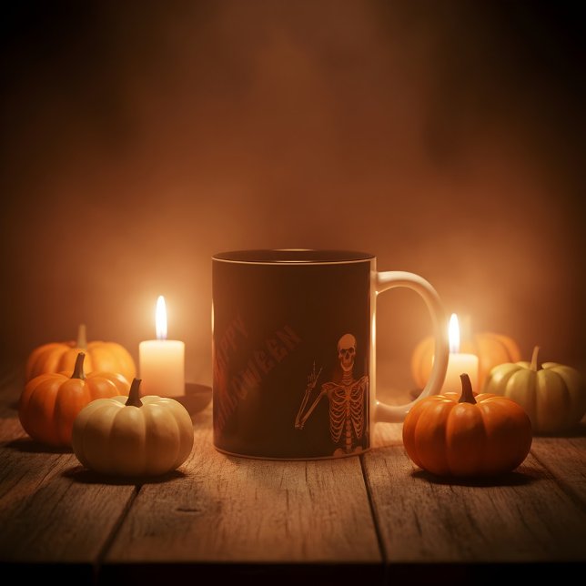 Happy halloween Peace Skeleton-design Två-Tonad Mugg (Skapare uppladdad)