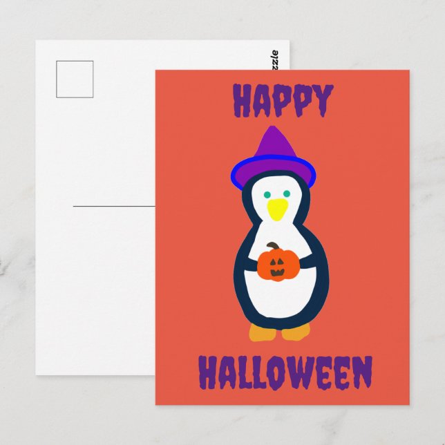 Happy halloween Penguin Vykort (Fram/baksida)