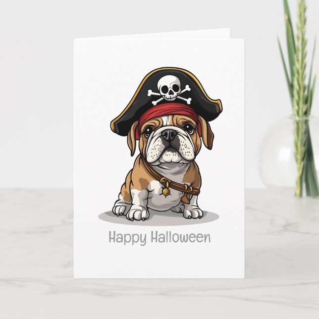 Happy halloween Pirat English Bulldog Kort (Framsida)