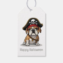 Happy halloween Pirat English Bulldog Presentetikett