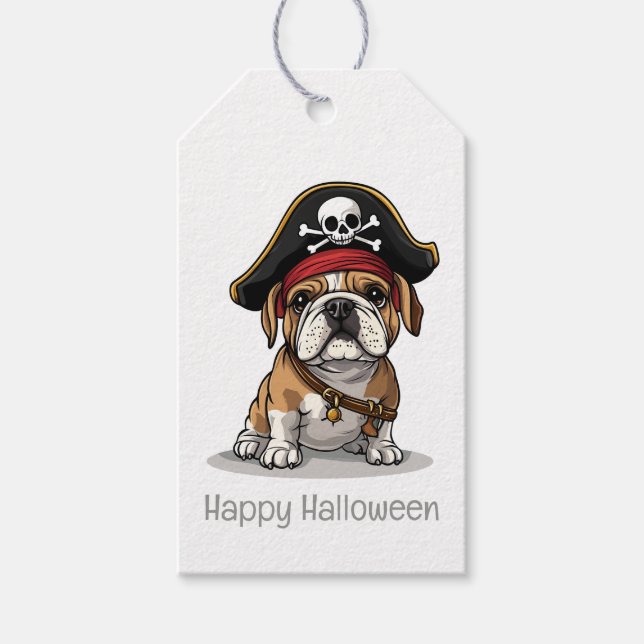 Happy halloween Pirat English Bulldog Presentetikett (Framsidan)