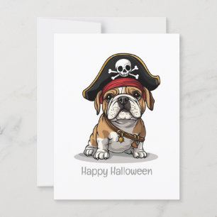 Happy halloween Pirat English Bulldog Vykort