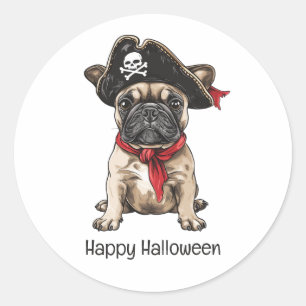 Happy halloween Pirat Fransk Bulldog Runt Klistermärke
