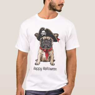 Happy halloween Pirat Fransk Bulldog T Shirt