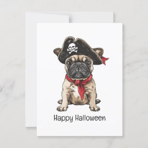 Happy halloween Pirat Fransk Bulldog Vykort