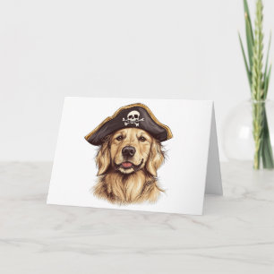 Happy halloween Pirat Golden Retriever Hund Skull Kort