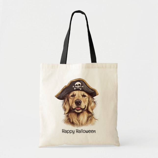 Happy halloween Pirat Golden Retriever Hund Skull Tygkasse (Framsidan)