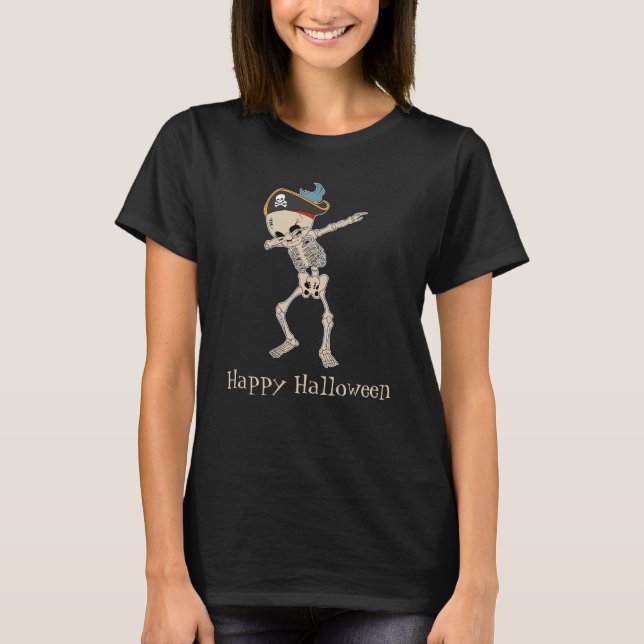 Happy halloween Pirat Skeleton Novelty T Shirt (Framsida)