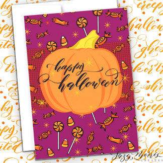 Happy halloween - platta 5 x 7-kandisekort och påf