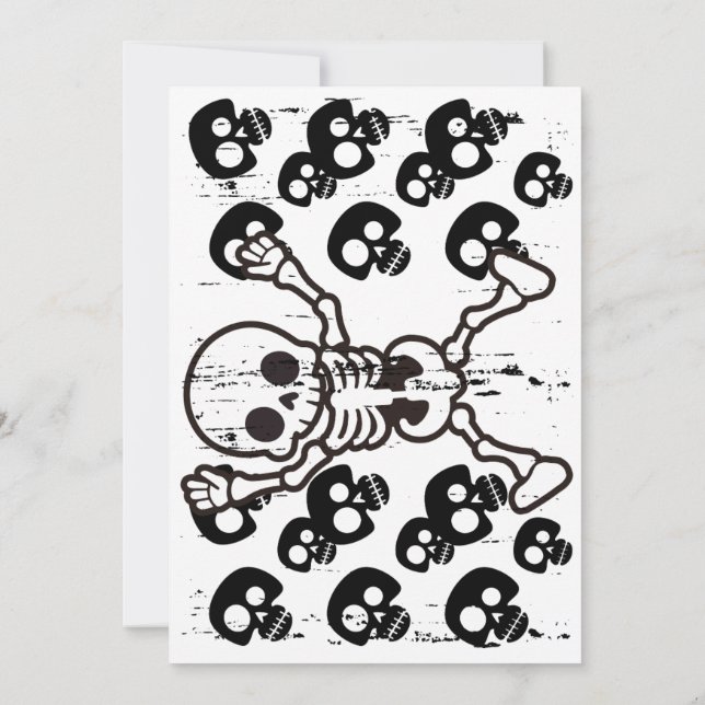 Happy halloween-platta kort - Spooky Skull med stj (Baksida)