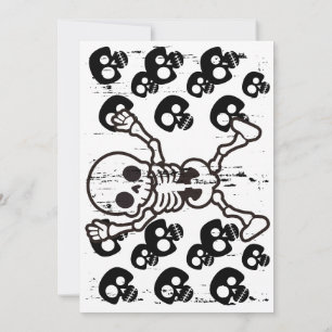 Happy halloween-platta kort - Spooky Skull med stj