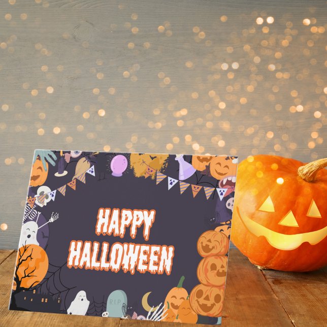 Happy halloween Playful Tecknade figurer Kort (Skapare uppladdad)