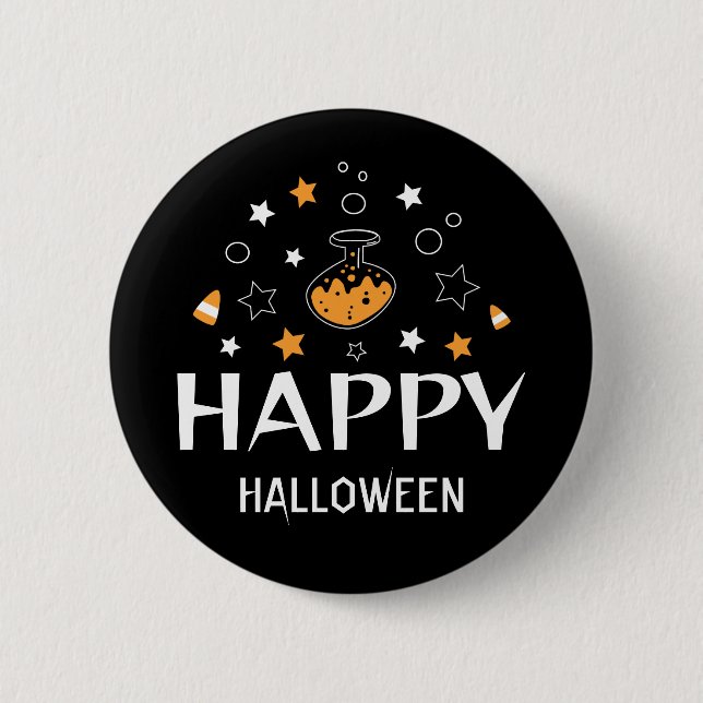 happy halloween-poken flaska-stjärnor knapp (Framsida)