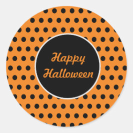 Happy halloween Polka Dot Round Stickers (Orange) Runt Klistermärke
