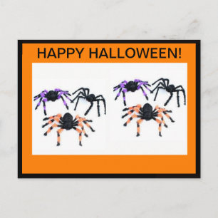 HAPPY HALLOWEEN POSTCARD MED SKÄRLIGA SPIDER VYKORT
