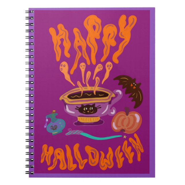 Happy halloween potion-kaffe-witchvin anteckningsbok (Framsidan)