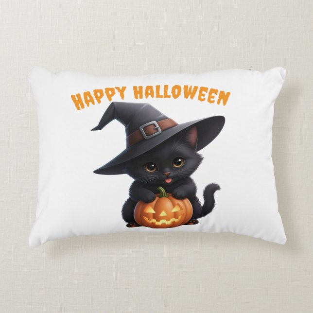 Happy Halloween Prydnadskudde (Framsidan)