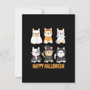 Happy halloween Pug Hundar Cute Fransk Bulldog Äls Tack Kort