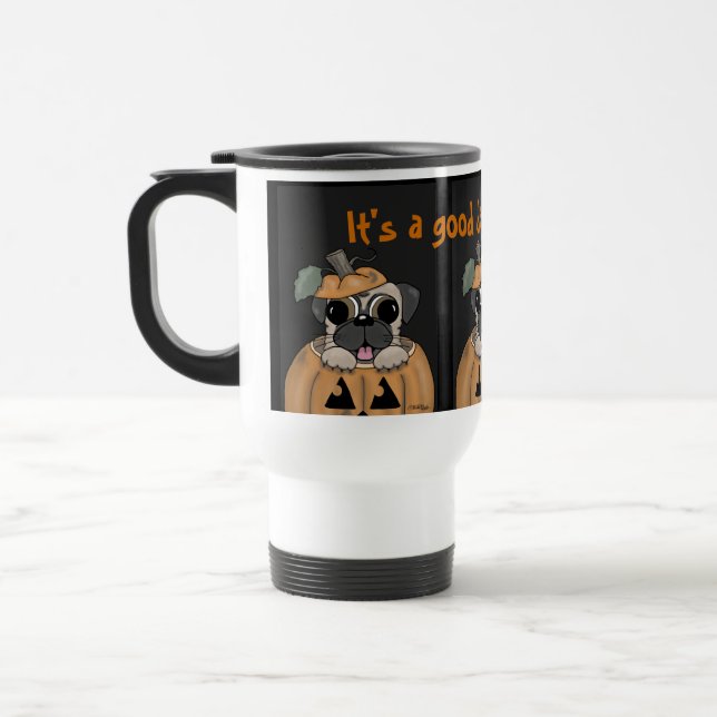 Happy halloween-Pug i Jack O'Lantern Resemugg (Vänster)