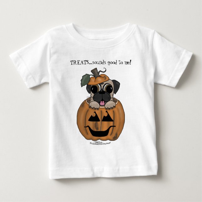 Happy halloween-Pug i Jack O'Lantern Tee (Framsida)
