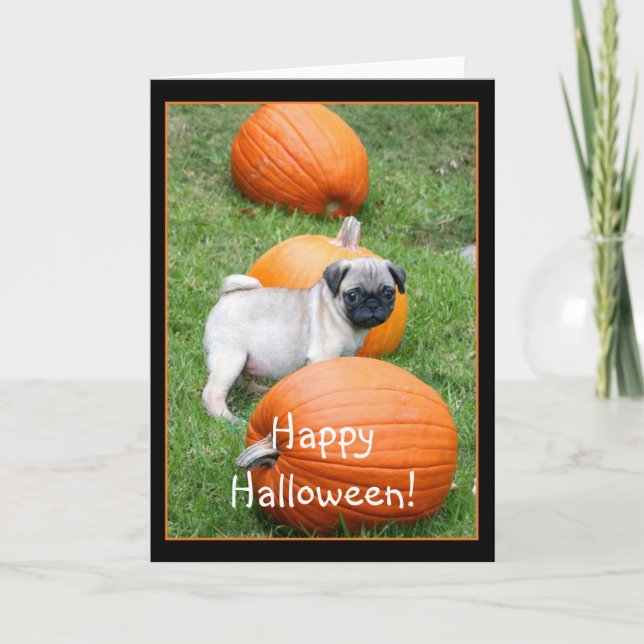 Happy halloween puggvalveringskort kort (Framsida)