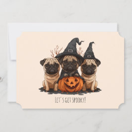 Happy halloween Pugs Jack o lantern Inbjudningar