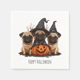 Happy halloween Pugs Jack o lantern Pappersservett