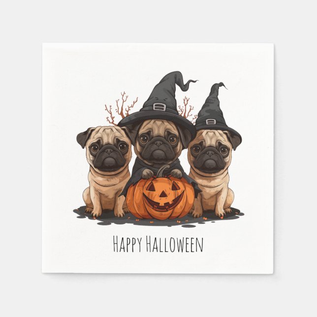 Happy halloween Pugs Jack o lantern Pappersservett (Framsidan)