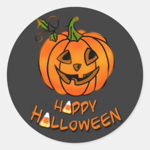 Happy halloween Pumpa CANDY CORN Runt Klistermärke