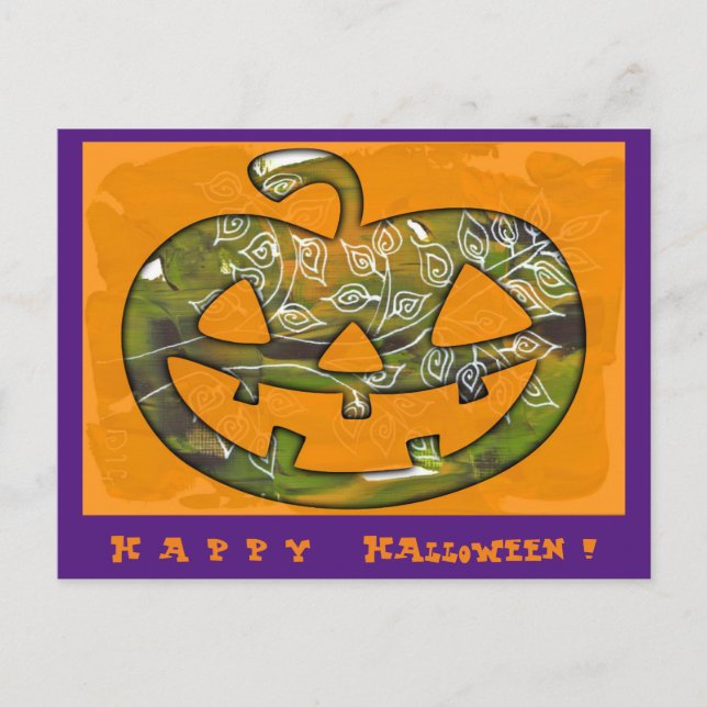 Happy halloween-pumpa - vykort eller inbjudan (Framsida)