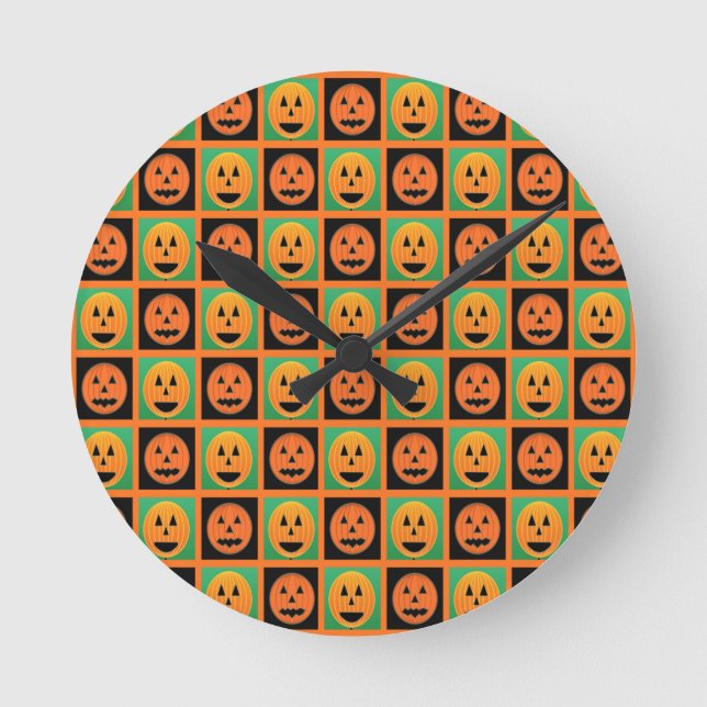 happy halloween pumpkin ansikte rund klocka (Framsida)