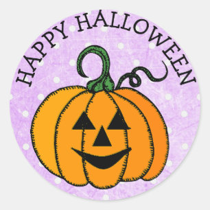 Happy halloween Pumpkin Ansikte Stickers Runt Klistermärke