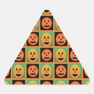 Happy halloween pumpkin ansikte triangelformat klistermärke