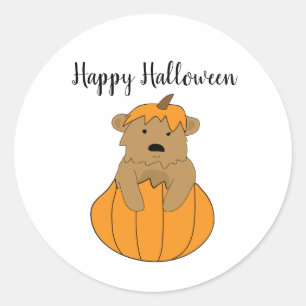 Happy halloween Pumpkin Bear Stickers Runt Klistermärke