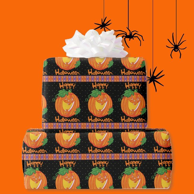 Happy halloween Pumpkin Candy corn Jack o lantern Presentpapper (Skapare uppladdad)
