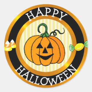 Happy halloween Pumpkin & Candy Sticker Runt Klistermärke