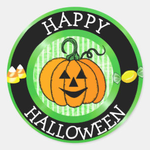 Happy halloween Pumpkin & Candy Sticker Runt Klistermärke