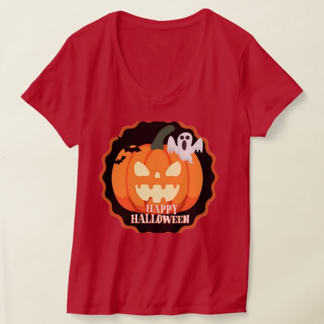 Happy halloween Pumpkin & Cats Orange T-Shirt (Laydown)