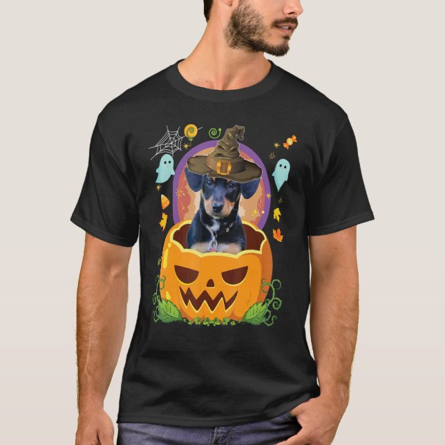 Happy halloween Pumpkin Chiweenie Hund Witch Cute  T Shirt (Framsida)