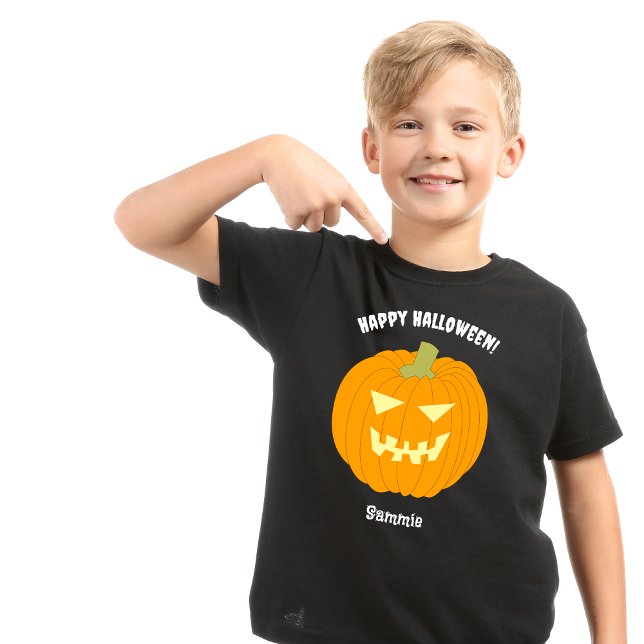 Happy halloween Pumpkin-eget namn Kids T-Shirt (Skapare uppladdad)