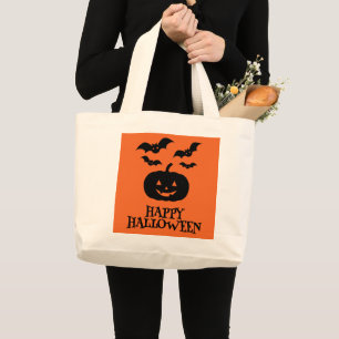Happy halloween Pumpkin Fladdermus Minimal Jumbo Tygkasse