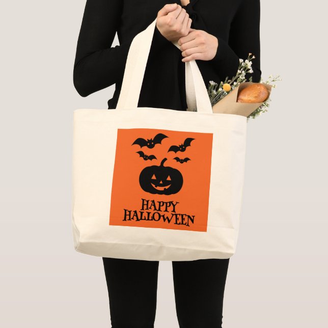 Happy halloween Pumpkin Fladdermus Minimal Jumbo Tygkasse (Framsida (produkt))